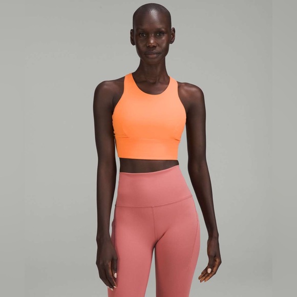 lululemon athletica Tops - Lululemon Wunder Train Longline Bra Medium Support, C/D Cup- Orange Frappe